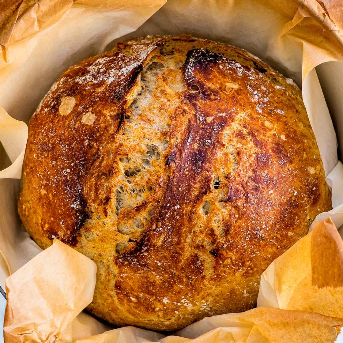 No Knead Whole Wheat Bread