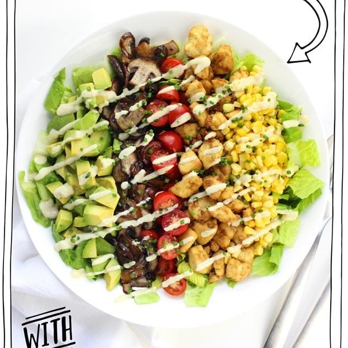Vegan Cobb Salad with Blue Cheese Dressing