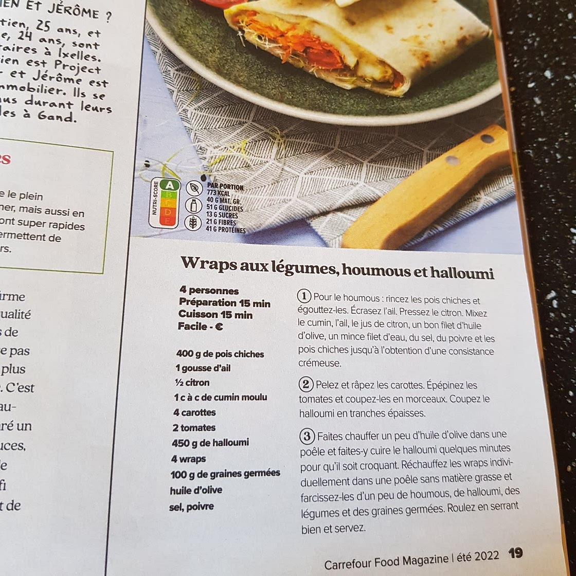 Wraps aux légumes, houmous et halloumi