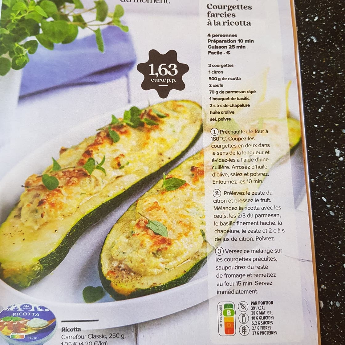 Courgettes farcies à la ricotta