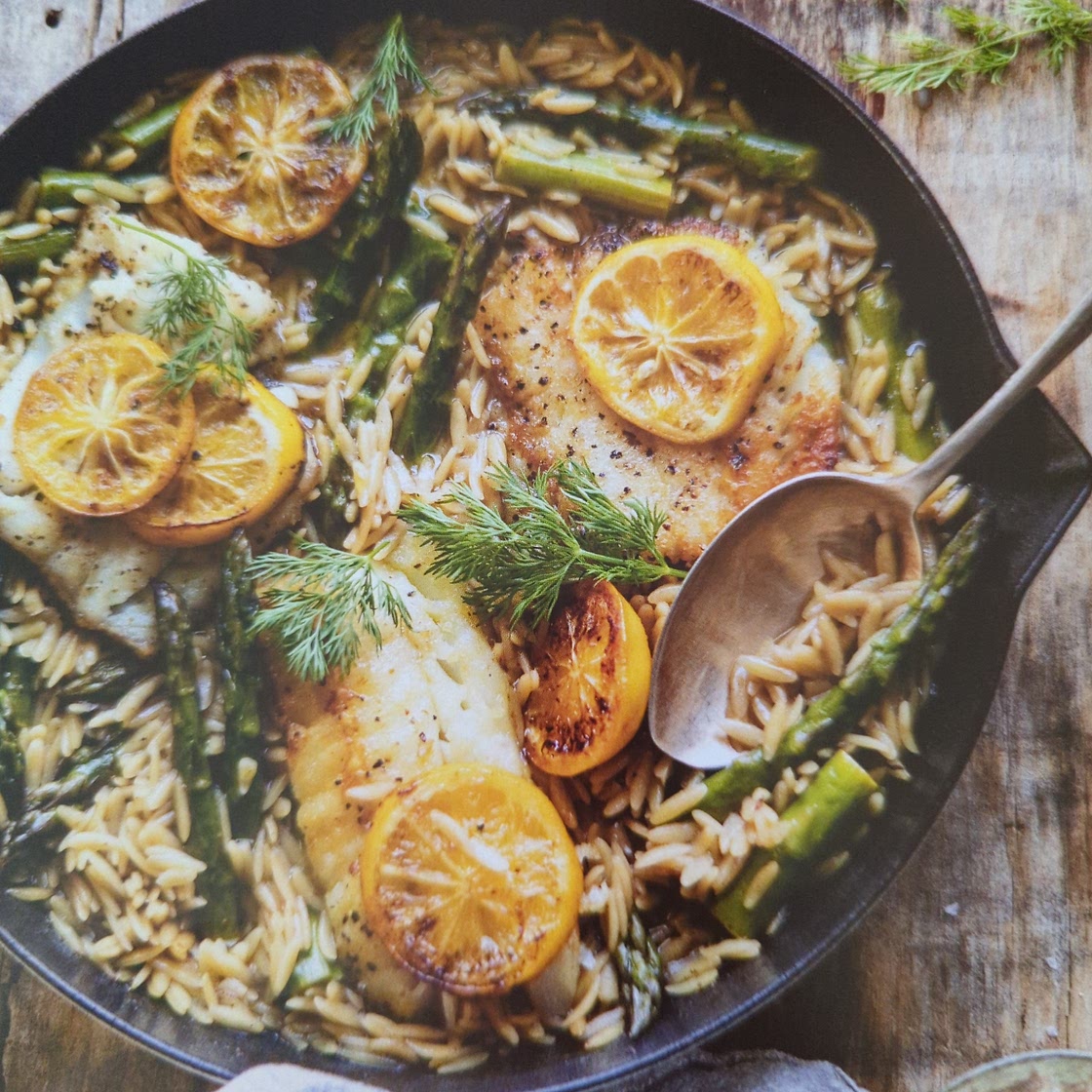 Lemon Butter Cod w/ Orzo and Asparagus