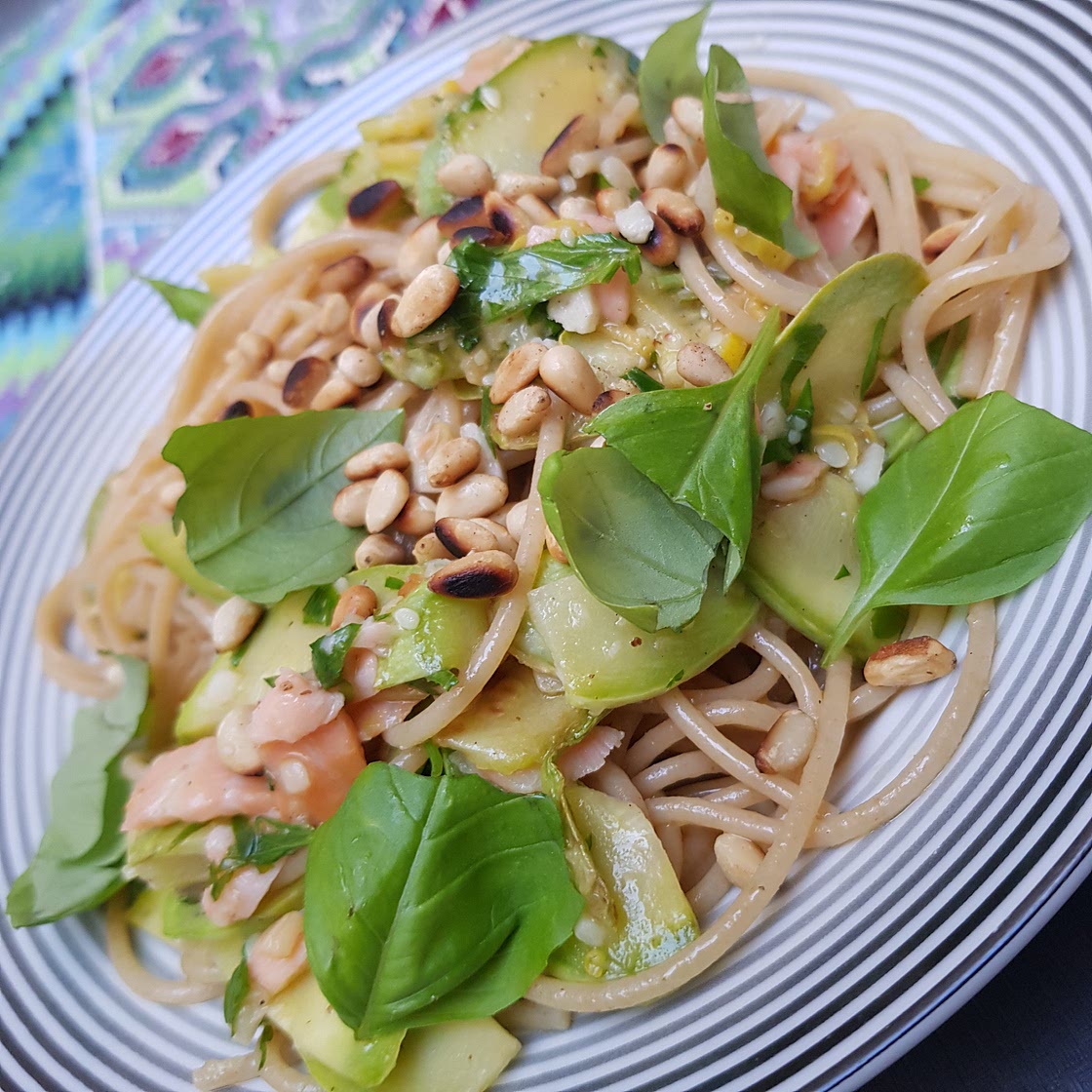 Zucchini & Salmon Spaghetti