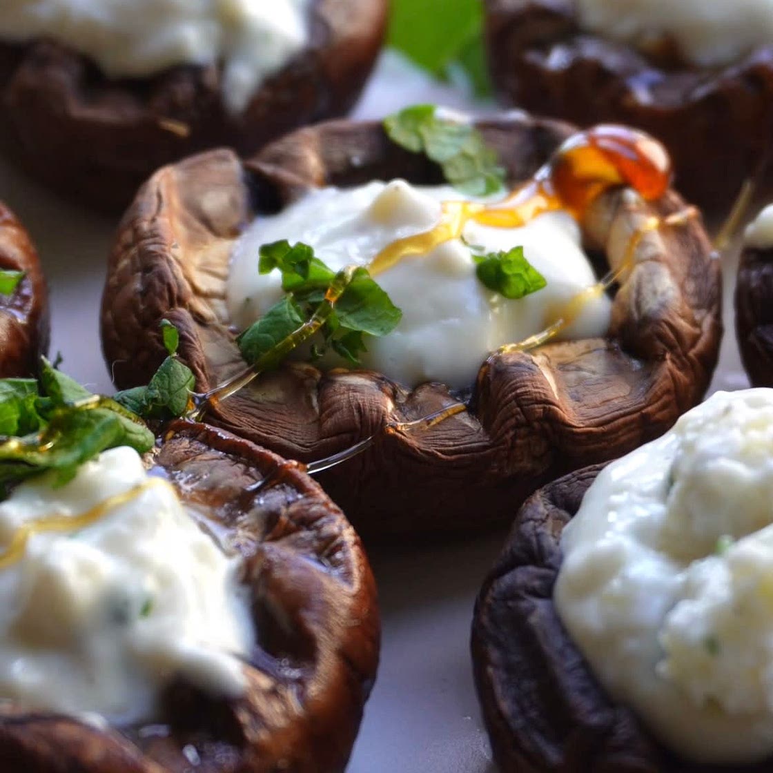 Whipped Feta Grilled Mushrooms
