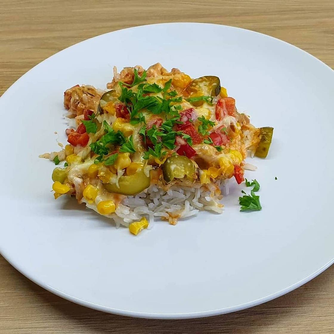 Zapiekanka gyros z ryżem, kurczakiem i warzywami - Nasza Dieta - Twój sukces!