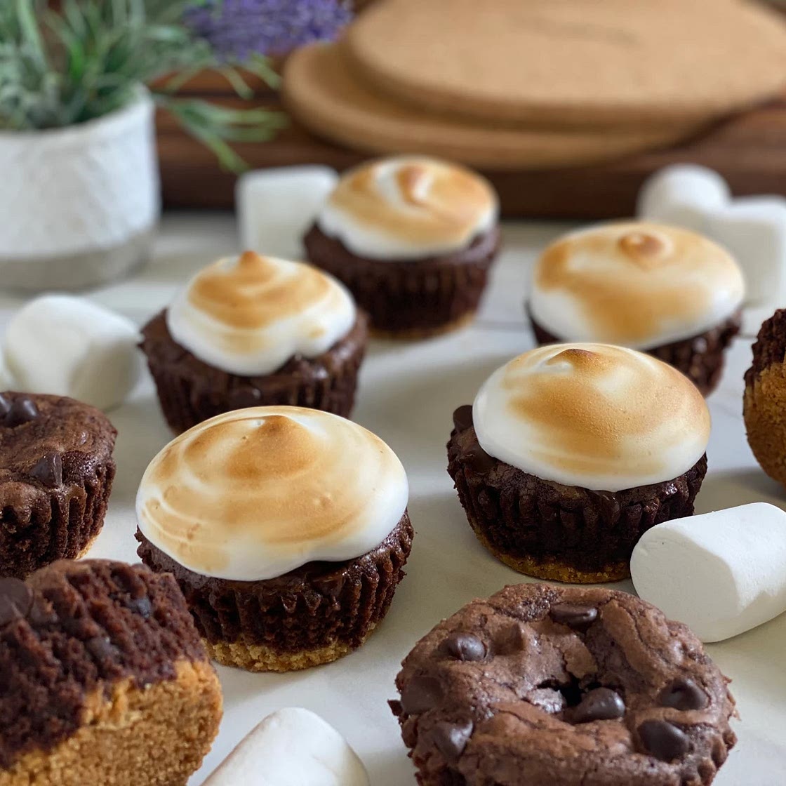 S'mores Brownies with Toasted Meringue Topping