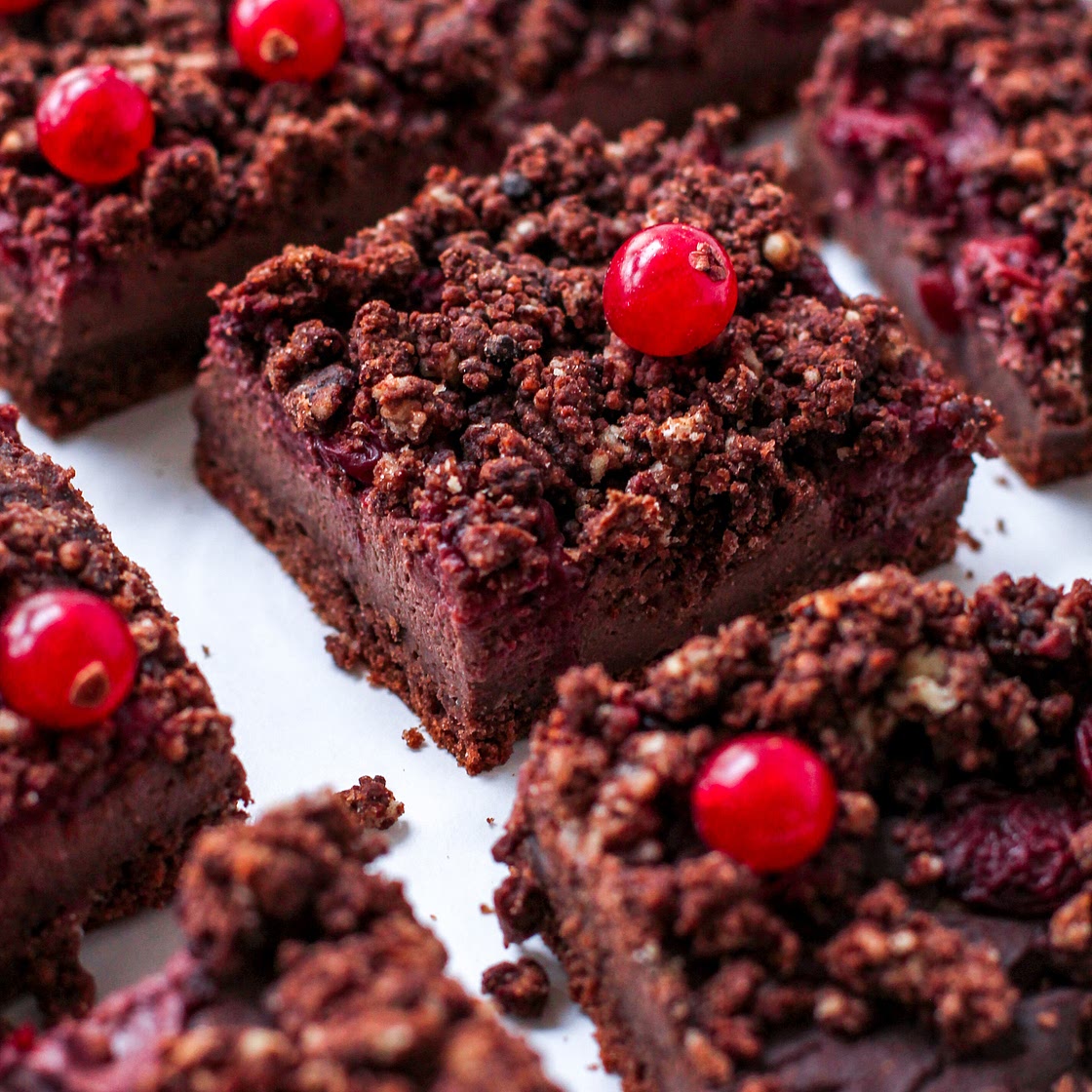 Chocolate Cheesecake Bars with Cherries