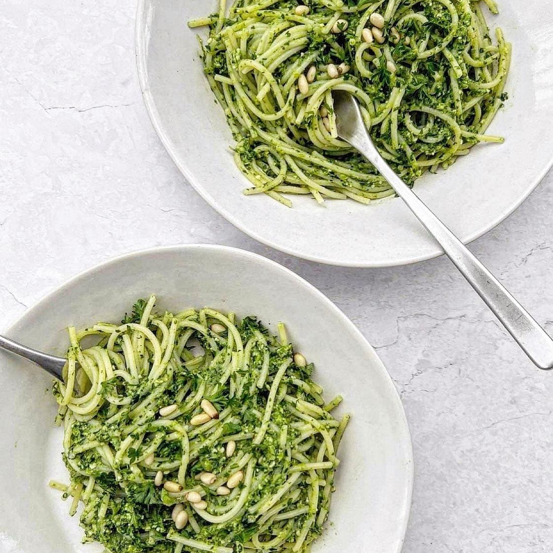 Spinach & Pea Pesto Spaghetti Pasta
