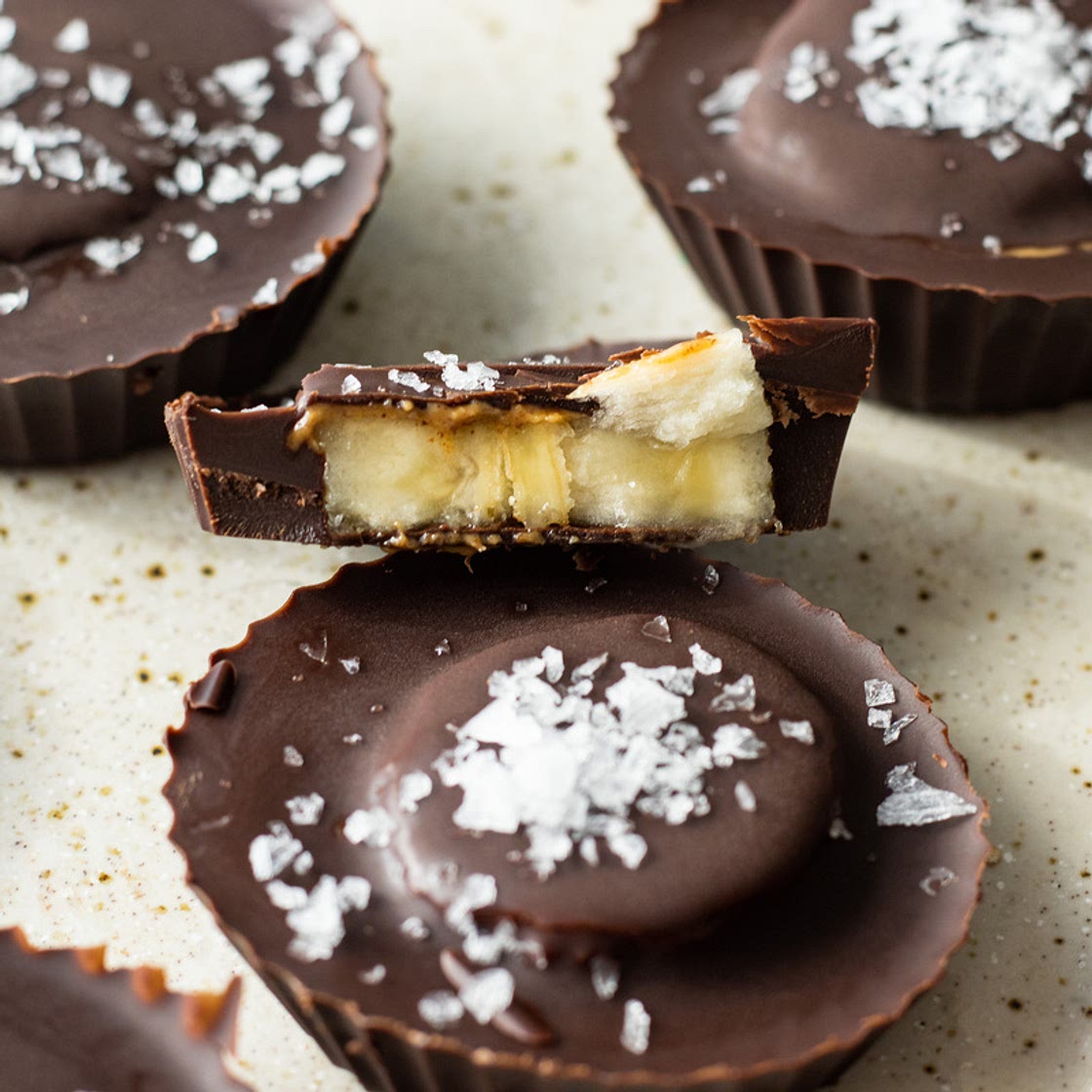 Chocolate Covered Banana Bites with Almond Butter (vegan)