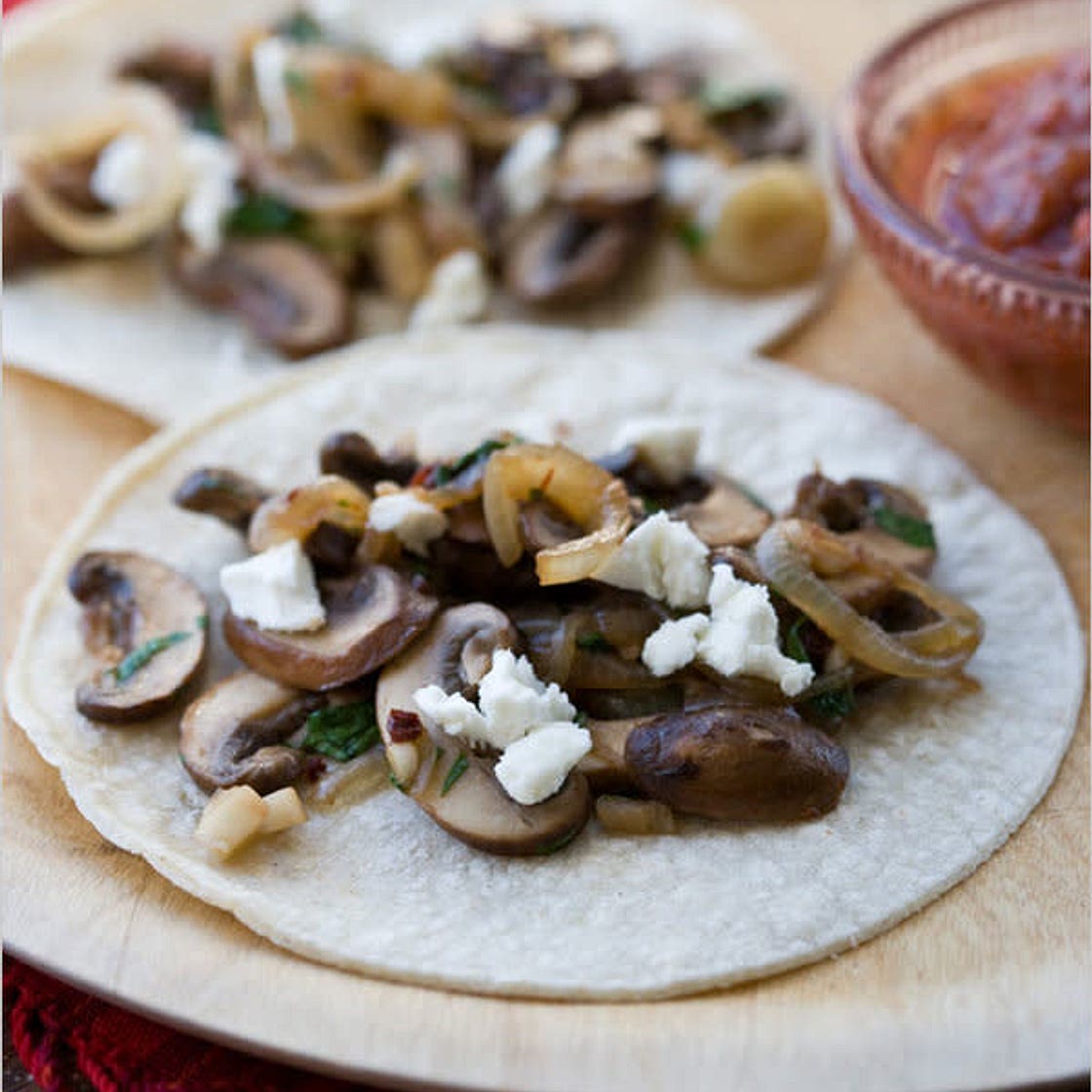 Soft Tacos With Mushrooms, Onion, and Chipotle Chile