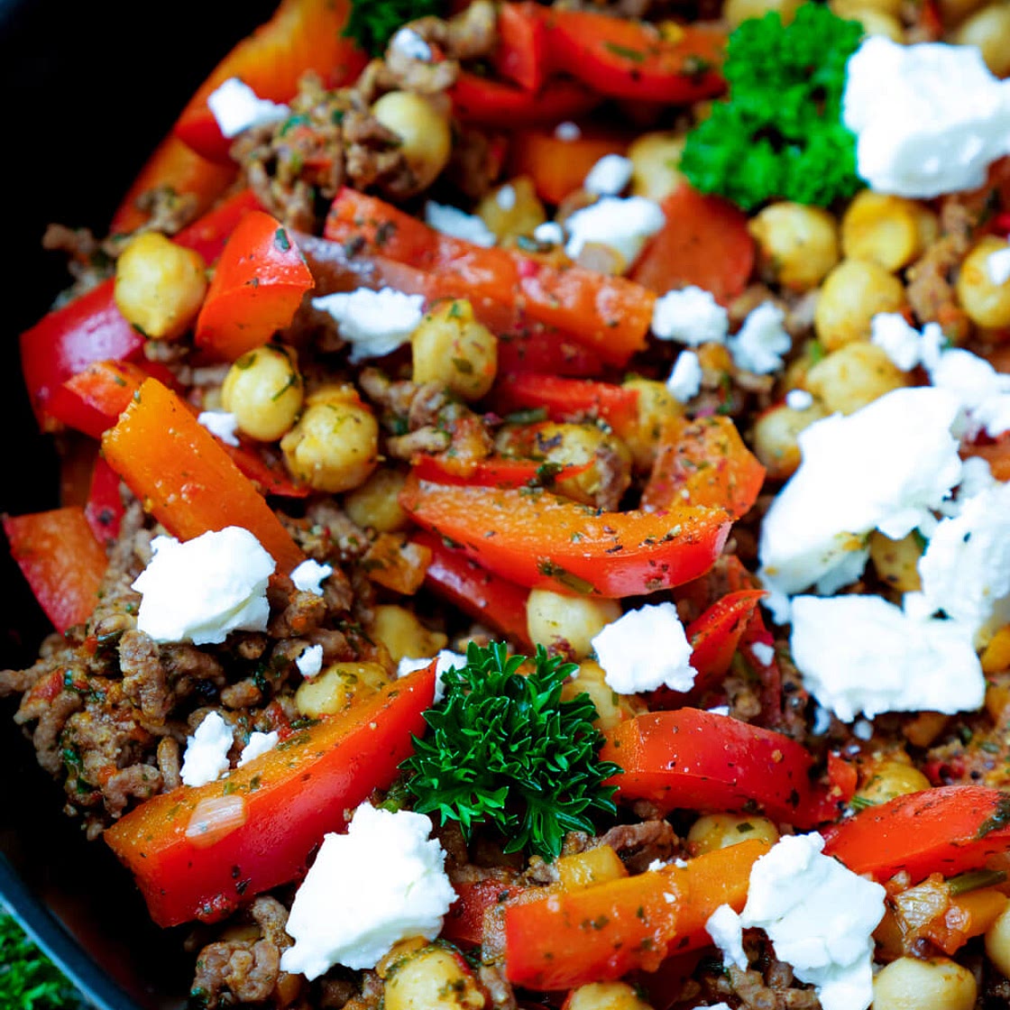 Kichererbsen-Hackfleisch-Pfanne
