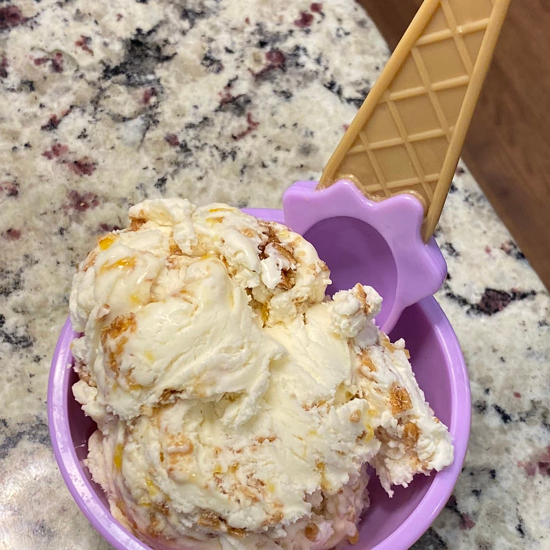 Homemade Peach Crisp Ice Cream 