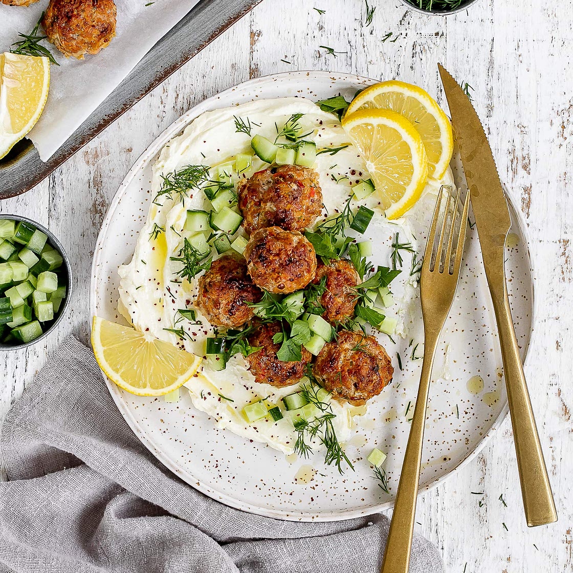Harissa Meatballs with Whipped Feta
