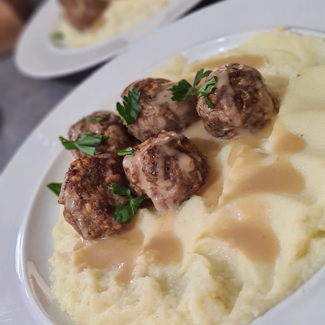 Mini Swedish Meatballs and Mashed Potatoes