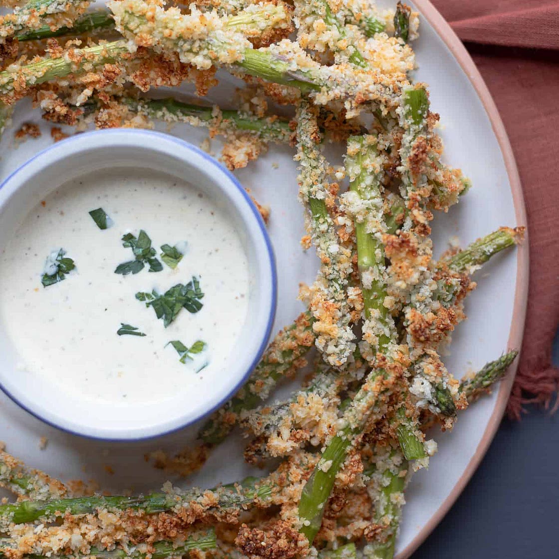 Air Fryer Asparagus Fries with Lemon Dijon Aioli
