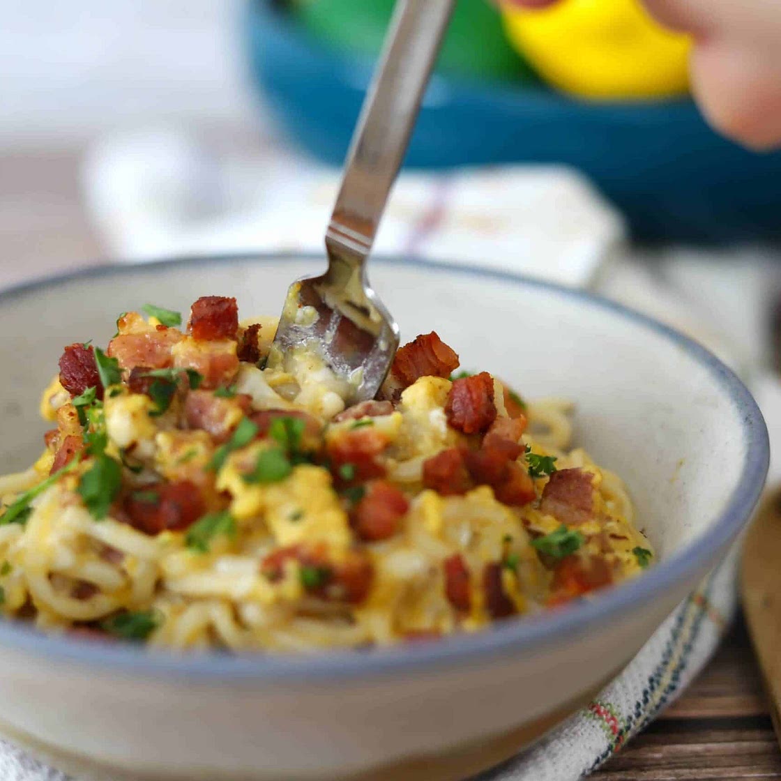 Keto Spaghetti Carbonara with Pancetta