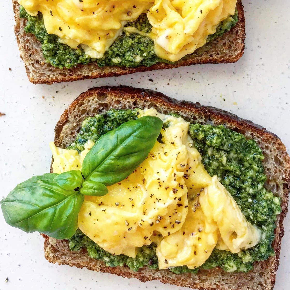 Quick Pesto & Scrambled Eggs on Toast