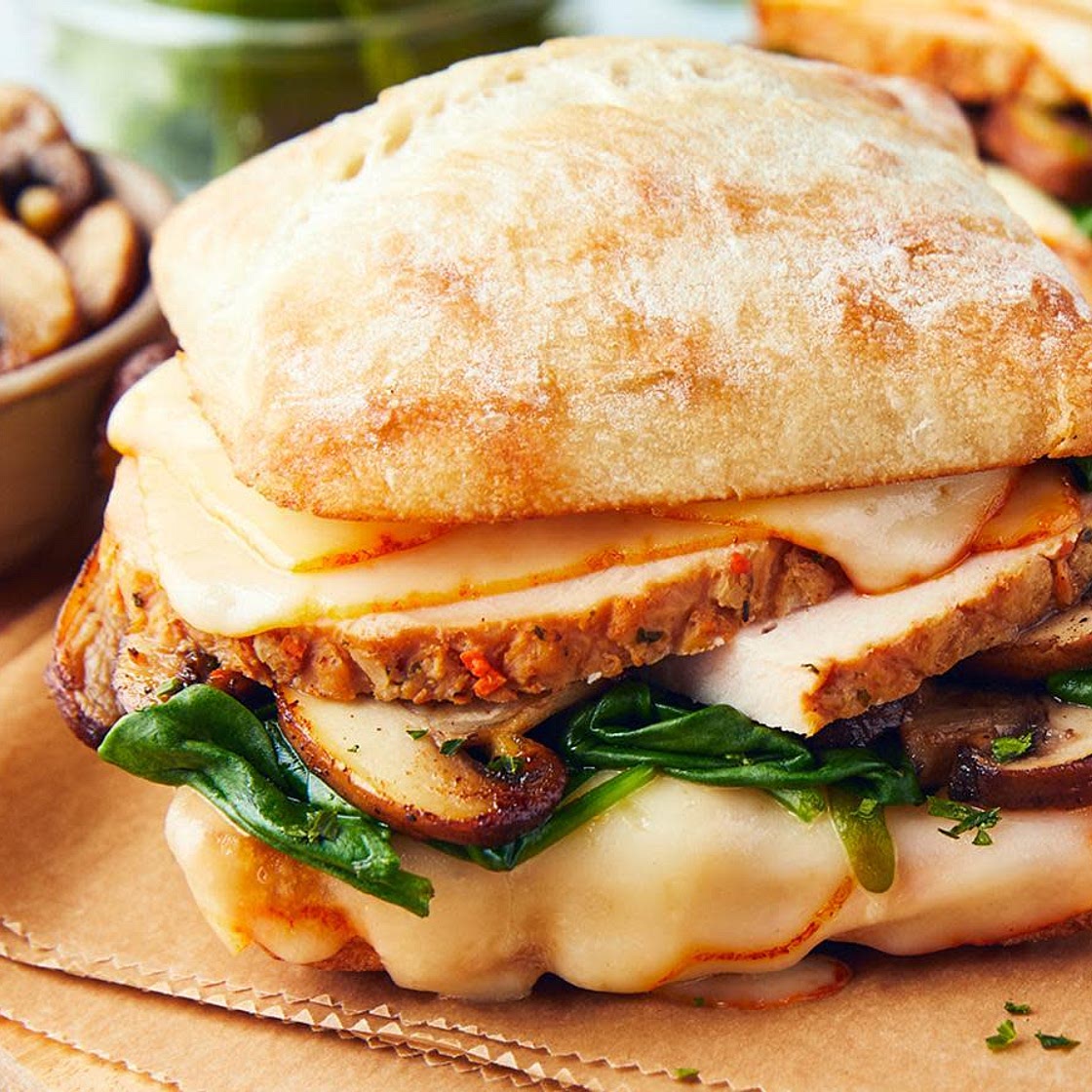 Everroast chicken, muenster & mushroom panini