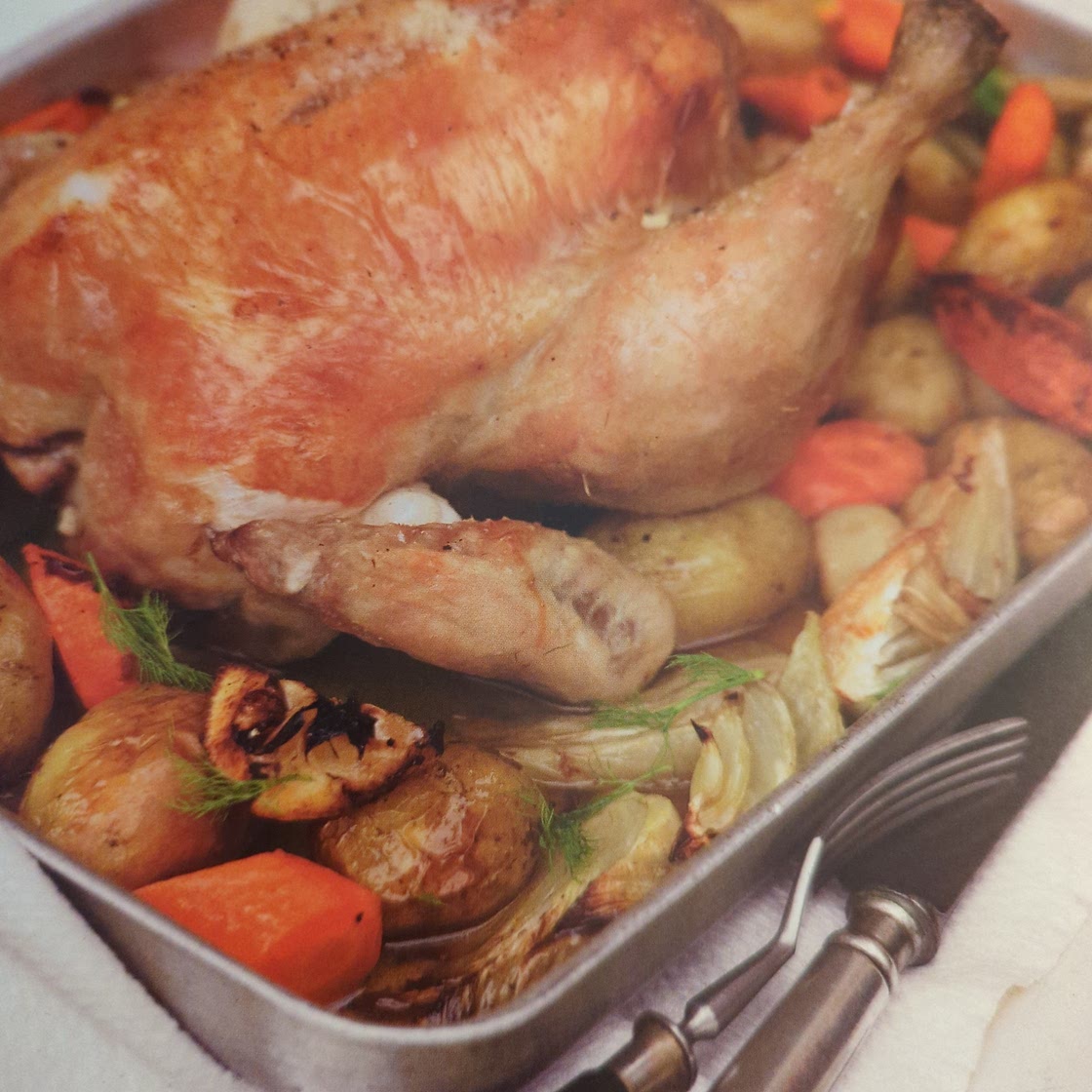 Spring vegetable roast chicken