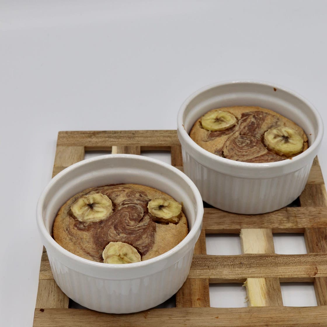 Banana bread baked oats with a swirl