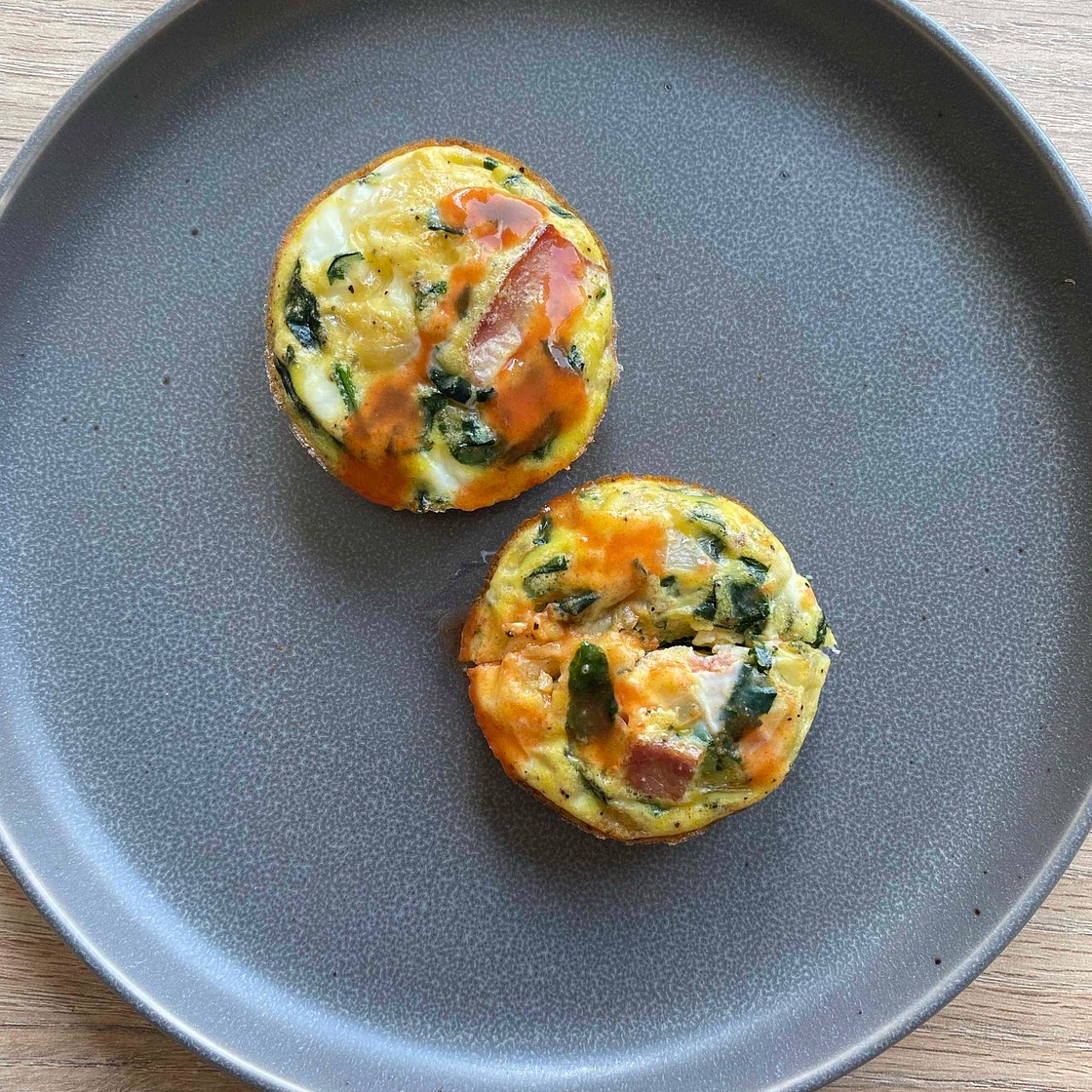 Turkey Bacon, Mozzarella and Spinach Egg Bites