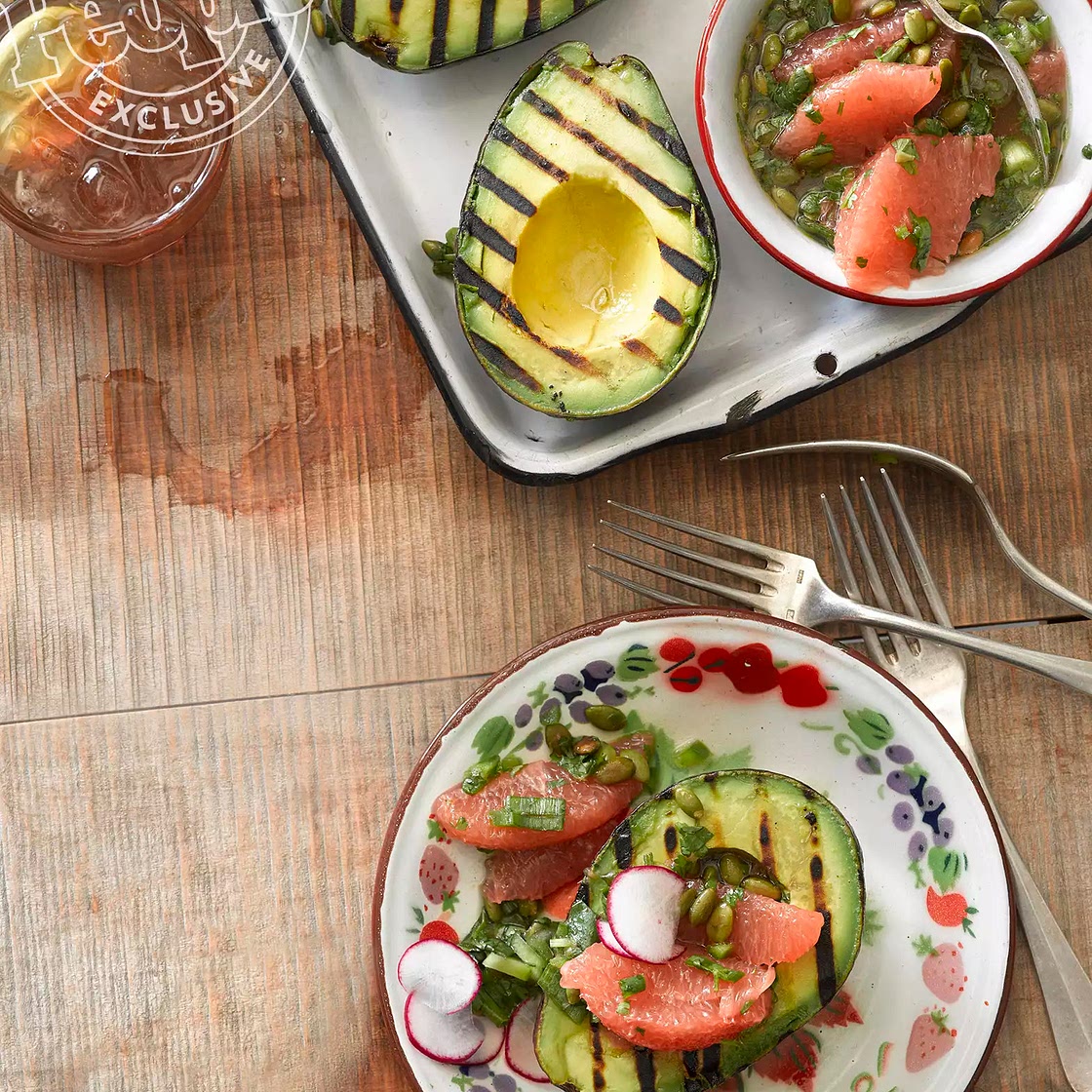 Grilled Avocado with Grapefruit Salsa