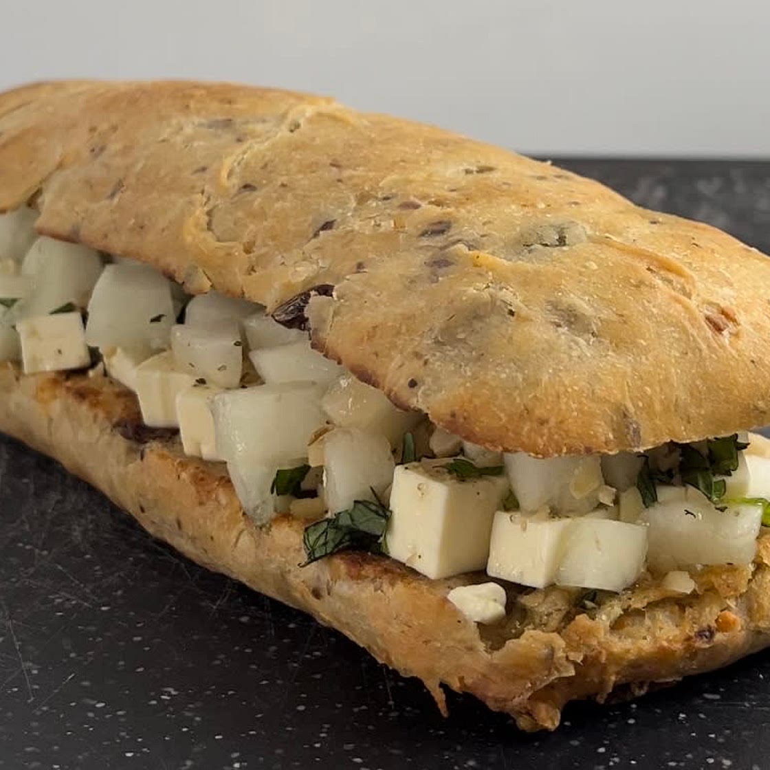Honeydew melon feta sandwich