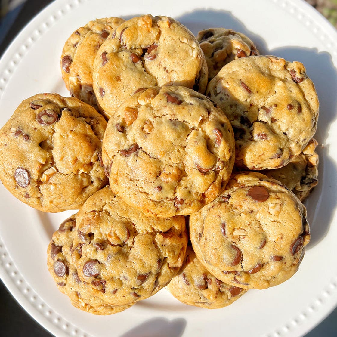 Toffee Cashew Chip Cookies