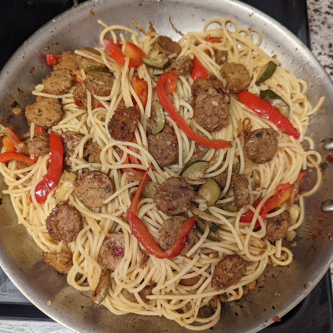Plant-based Game Day Sausage & Peppers