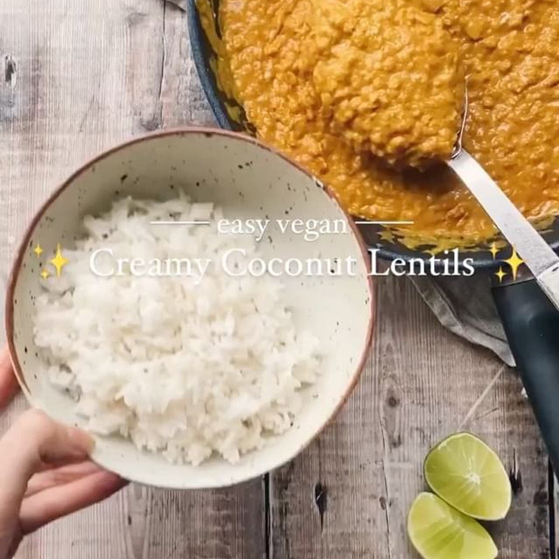 Creamy coconut lentils + rice