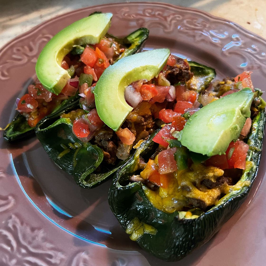 Low Carb Stuffed Poblano Peppers