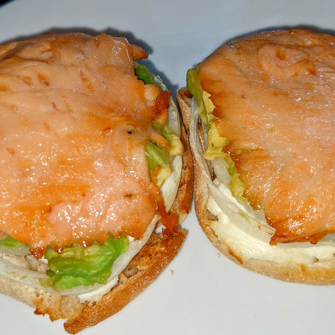 Salmon & Avocado on an English Muffin (with special diet modifications)