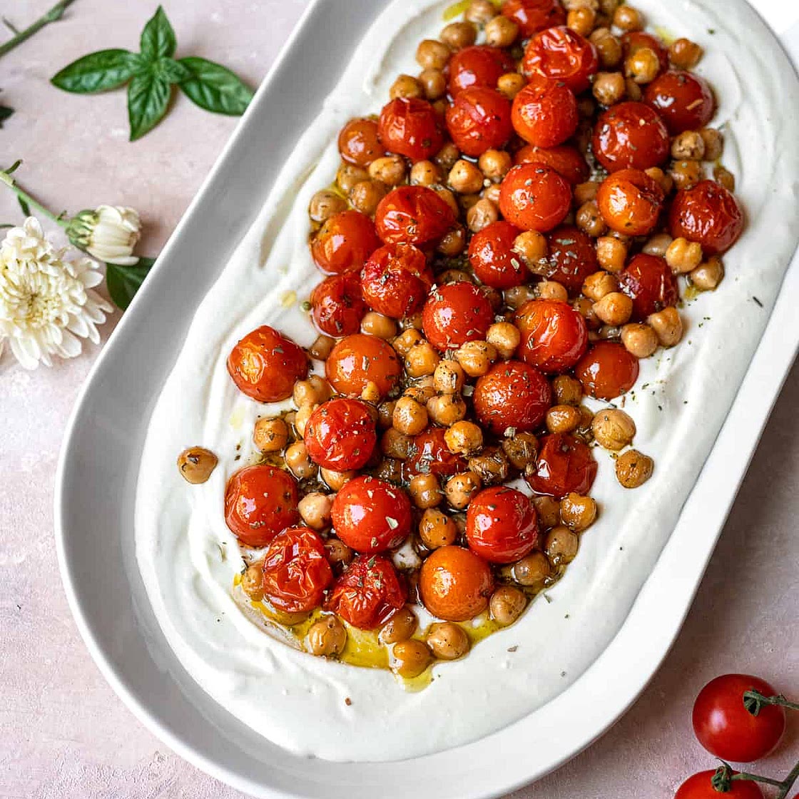 Whipped Feta Dip With Roasted Tomatoes and Chickpeas