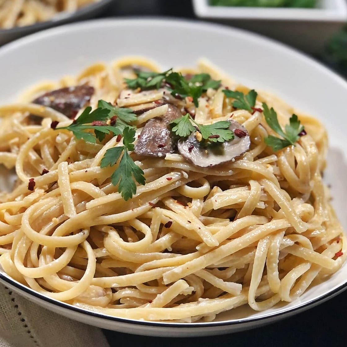 Creamy Vegan Truffle Mushroom Pasta - Voach | Healthy Vegan Recipe Blog