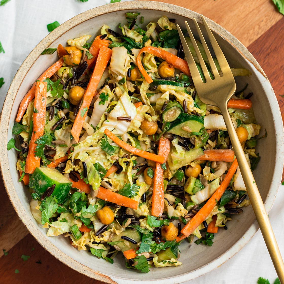 Asian Chickpea Salad with Spicy Cashew Dressing
