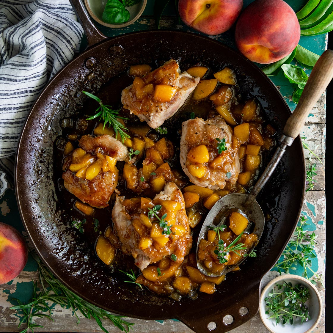 One Skillet Peach Chicken