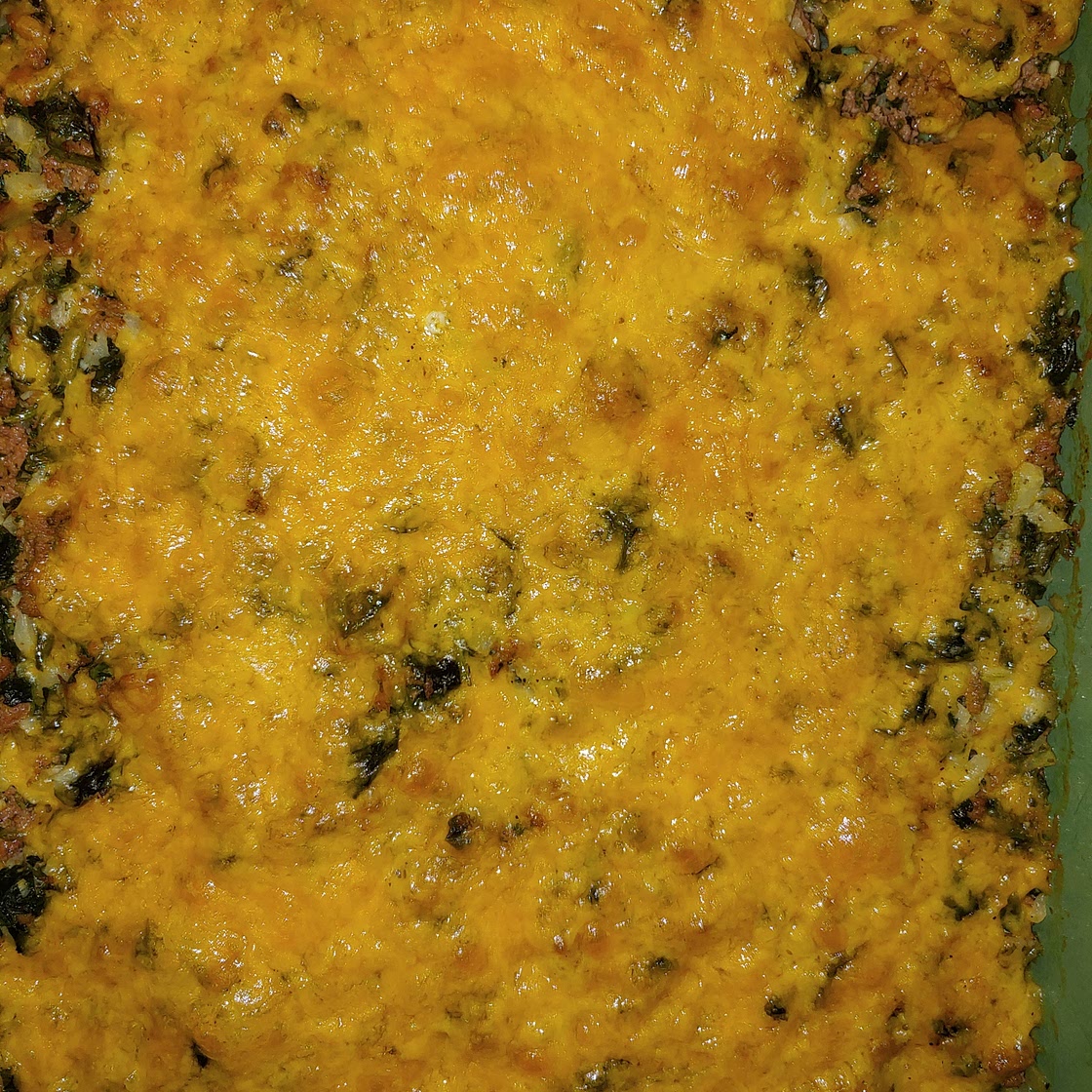Cheesy ground beef/turkey cauliflower rice casserole