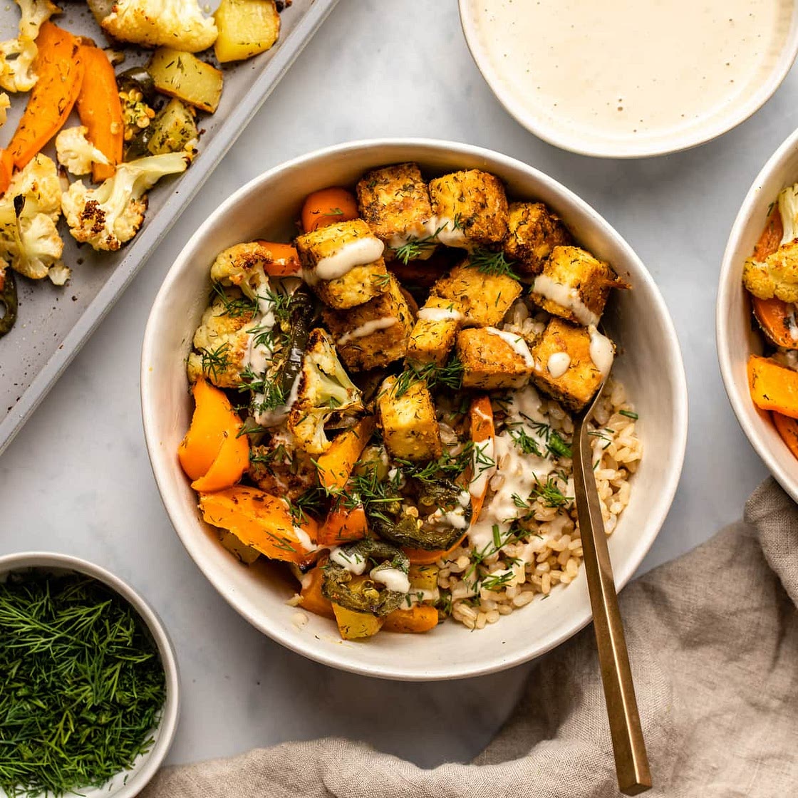Sheet Pan Garlic Ranch Tofu with Vegetables