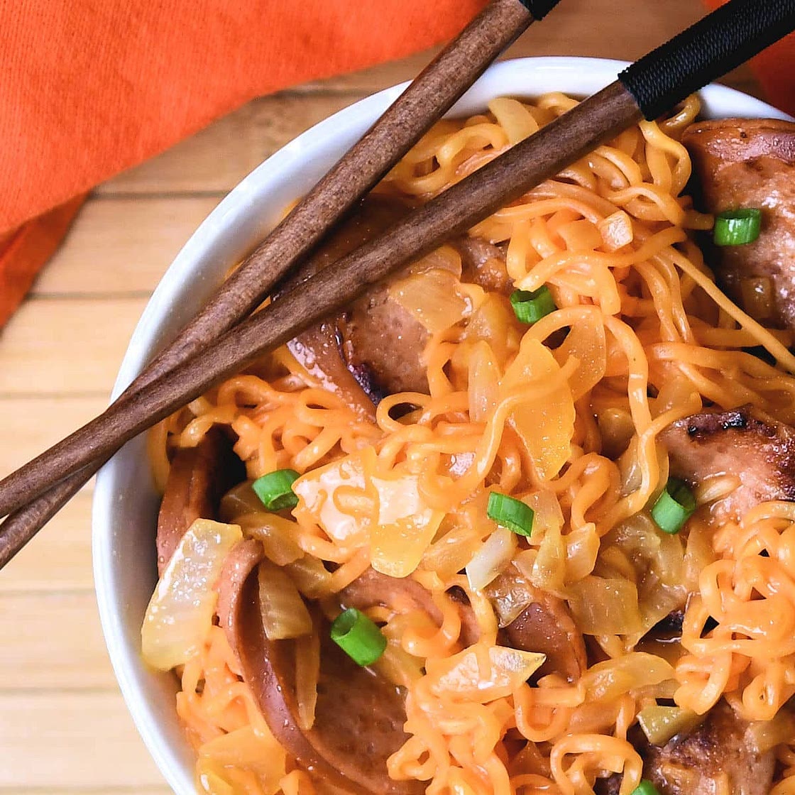 Sausage Ramen Loaded Ramen Bowl