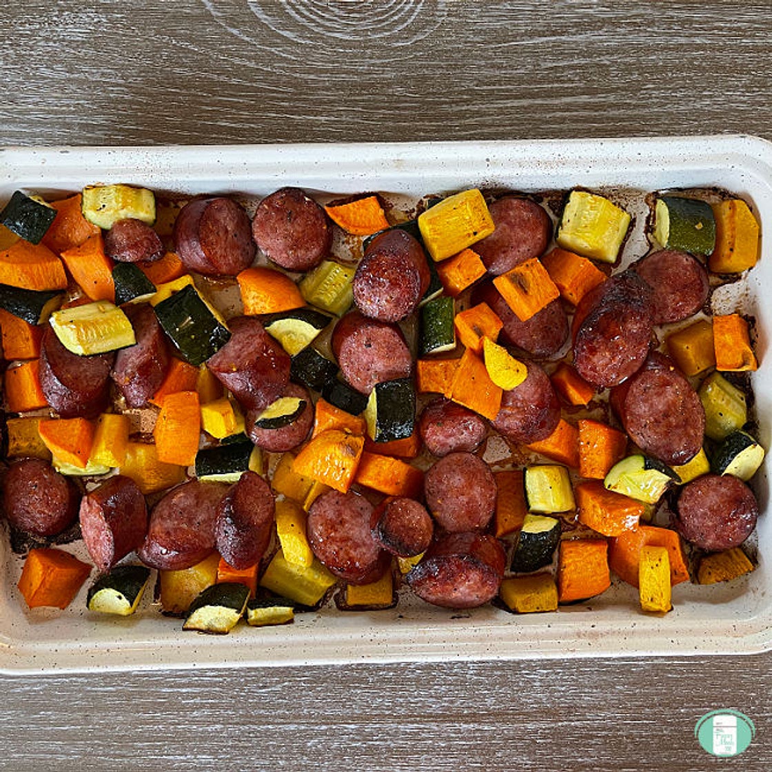 (FREEZER MEAL) Cajun Sausage and Vegetable Sheet Pan Dinner