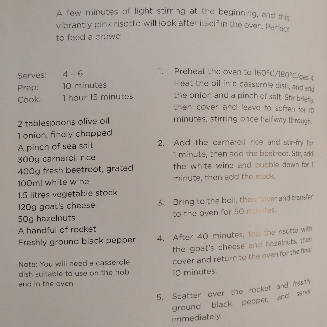 Oven-cooked beetroot risotto.