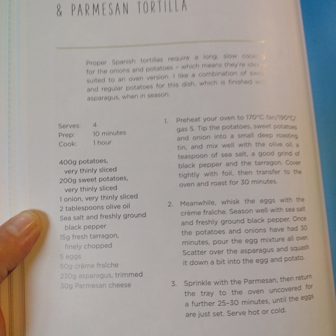 Oven baked asparagus & parmesan tortilla.