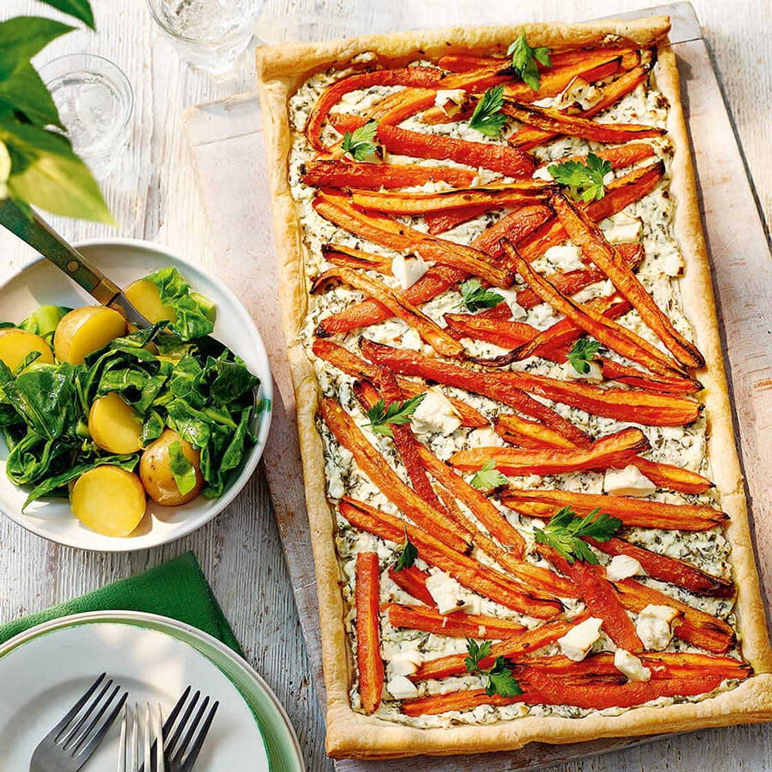 ROASTED CARROT & CHEESE TART