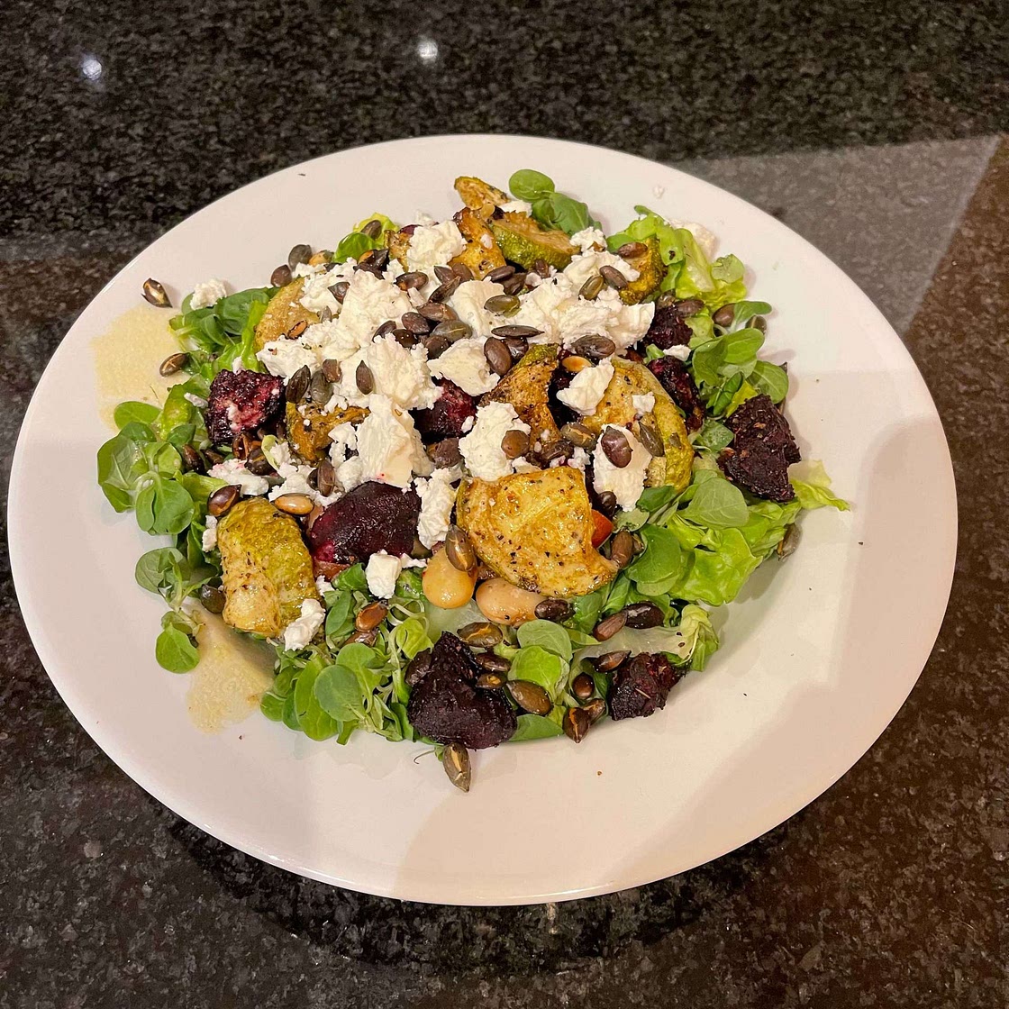 Roast Beet and Courgette Salad with Orange Dijon Dressing