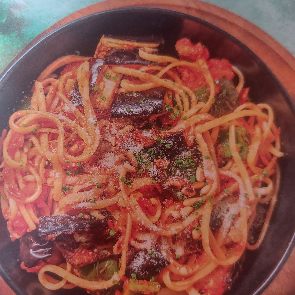 Roasted Pepper and Aubergine Linguine