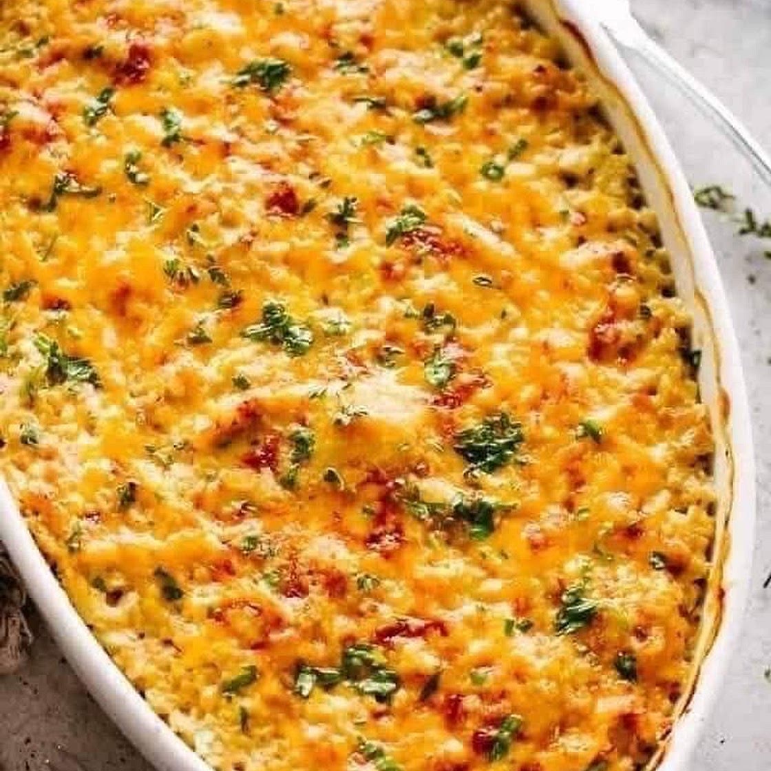 Cheesy Cauliflower Chicken Egg Bake