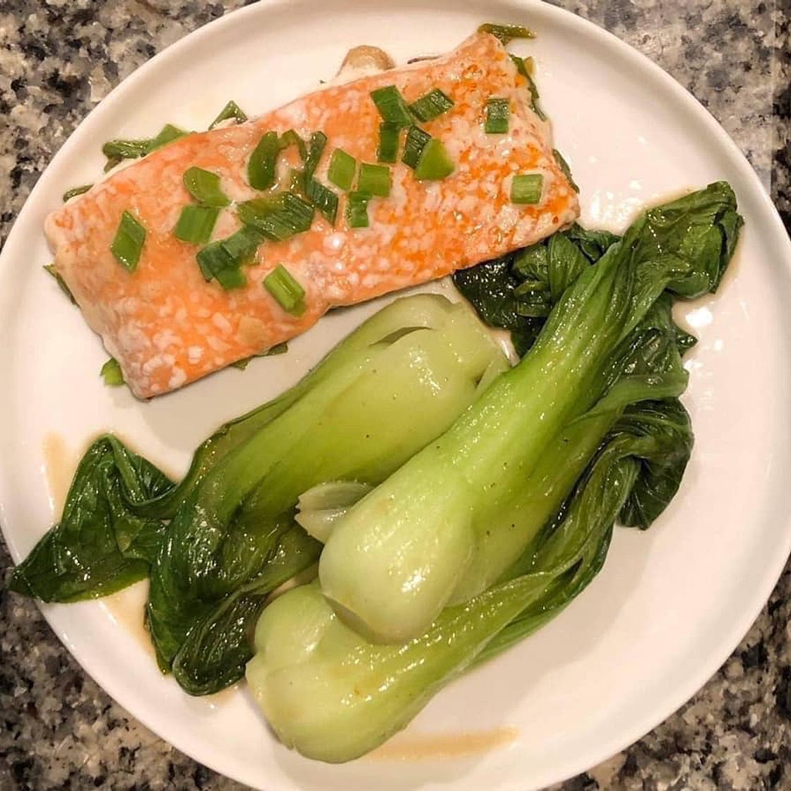 Teriyaki Baked Salmon with Braised Baby Bok Choy