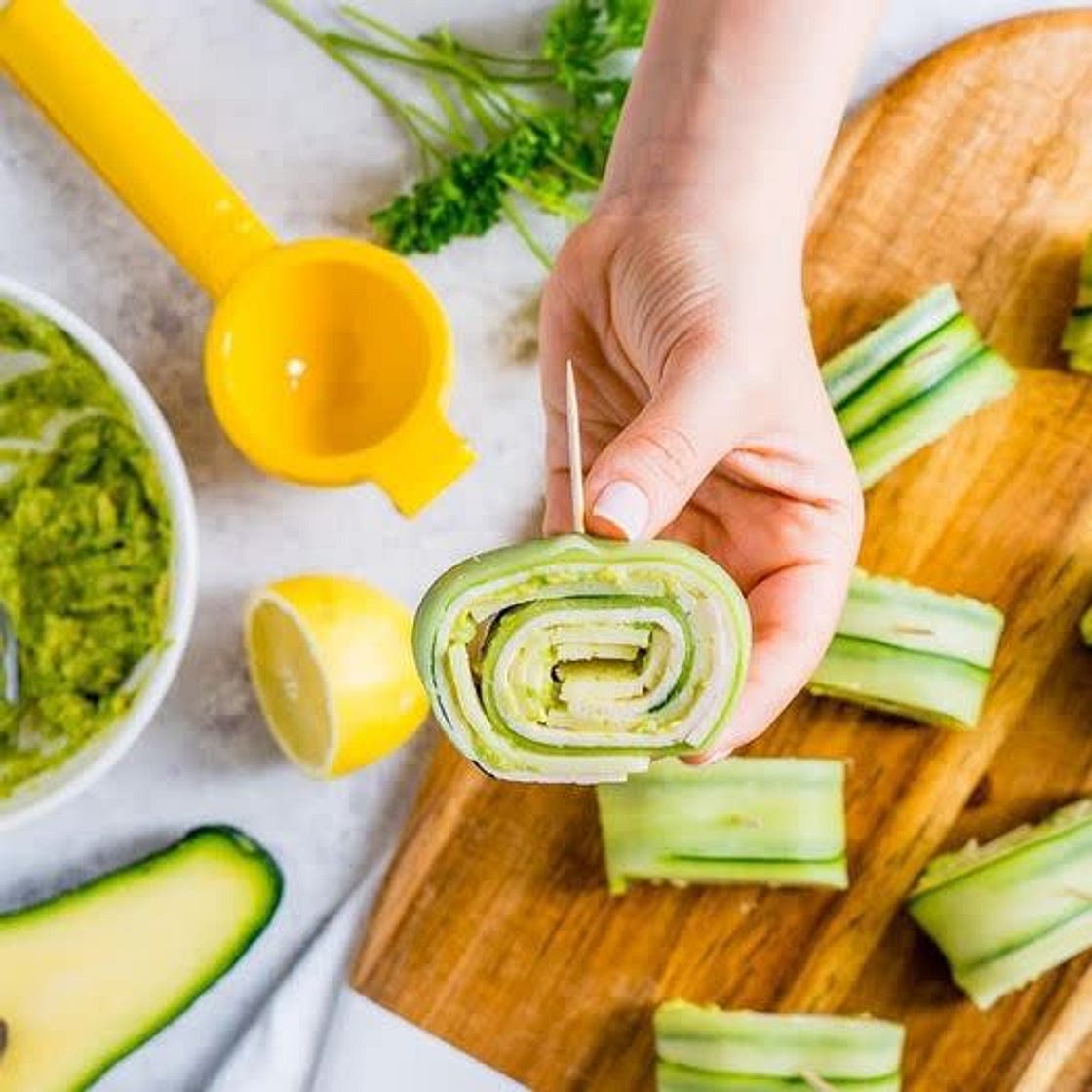 Turkey Cheese Cucumber Pinwheels with Avocado