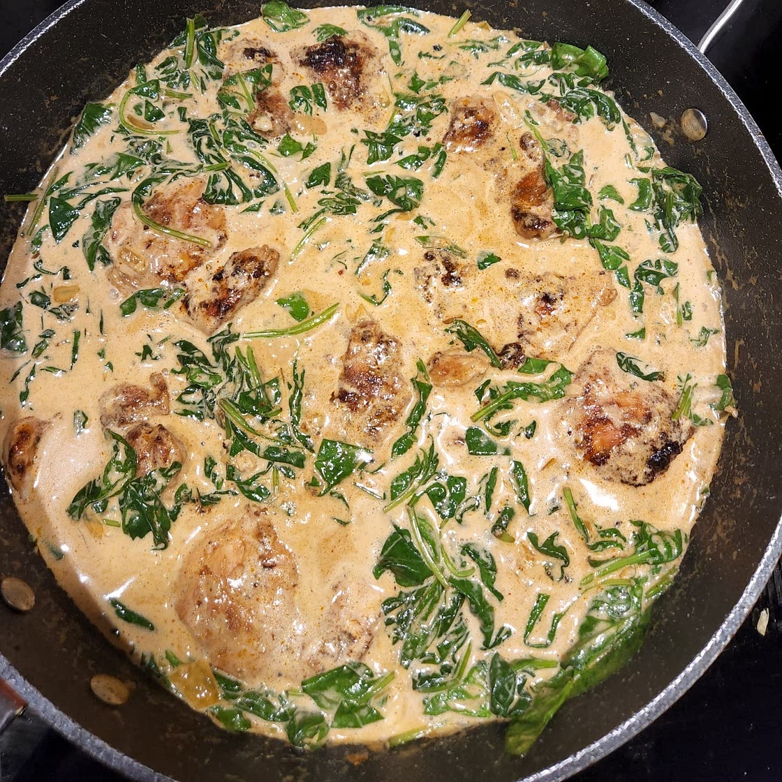 One Pot Creamed Spinach Chicken