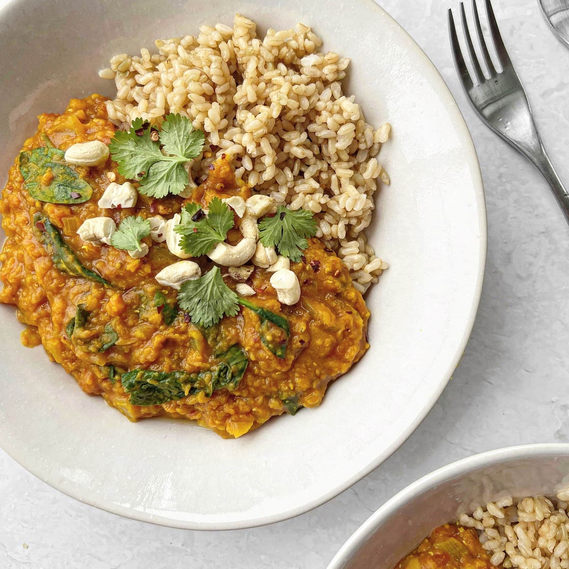 Nourishing Red Lentil & Spinach Dahl (Vegan)