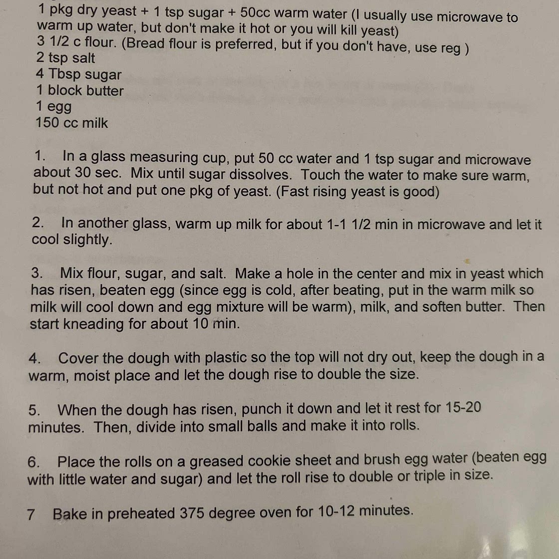 Butter roll recipe